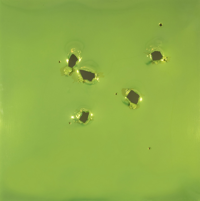 Bridesmaid, 2010, gunshot powder-coated stainless steel, 46x46 in